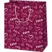 Bolsa de regalo grande roja con estampado de corazones 26x13x33cm