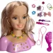 imagen de Cabeza de muñeca peinable con cabello rubio, lazos y accesorios 2