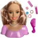 imagen de Cabeza de muñeca rubia de pelo largo peinable con rizadores y accesorios 2
