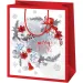 Cardex: Bolsa de regalo mediana con diseño de campanas en rojo y blanco 17x10x23cm