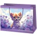 Cartera de regalo exclusiva de tamaño mediano en color púrpura con cachorro de león y flores 18x10x23cm