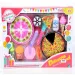 Conjunto de menú de fiesta de cumpleaños con pastel y pizza