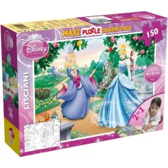 imagen de Disney Cenicienta 2 en 1 maxi 150 piezas puzzle y coloreable 70x50cm - Lisciani 1