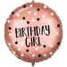 Globo de foil de cumpleaños – con la inscripción "Birthday Girl", estrellado en rosa dorado de 46 cm