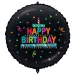 Globo de foil de cumpleaños – con la inscripción "Happy Birthday", con confeti de pastel, fondo negro 46cm