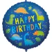 Globo de foil de cumpleaños – con la inscripción "Happy Birthday" y diseño de dinosaurios 46cm
