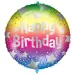 Globo de foil de cumpleaños – con la inscripción "Happy Birthday" y diseño de estrellas de colores del arcoíris 46cm