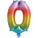Globo de foil número 0 en color metálico arcoíris – 34 cm