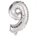 Globo de foil plateado con número 9 – 86 cm