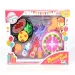 Juego de fiesta de cumpleaños con copa de champán y pastel
