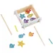 Juego de pesca magnético de madera con peces y 2 cañas de pescar