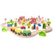 Juego de vías de tren de madera con puente y parada - Woodyland