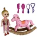 Katie: Muñeca Grace con caballito de madera y set de peluquería 10cm