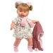 imagen de Llorens: Alexandra muñeca llorona de 42 cm con chupete en abrigo de punto rosa y falda con flores 3