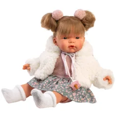 imagen de Llorens: Joelle muñeca llorona de 38 cm con chupete en abrigo blanco 3