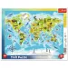 Mapa del mundo con animales rompecabezas enmarcado de 25 piezas - Trefl