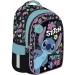 imagen de Mochila escolar de 4 compartimentos con estampado de Disney Stitch, mochila azul con pompón BPL58 40x29x19 cm 1