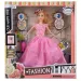 Muñeca de moda con sombrero, vestido de baile rosa con accesorios de 29cm