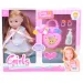 Muñeca de pelo castaño con bolso y accesorios 25cm
