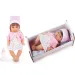 imagen de Muñeca que hace pis con ropa de estrellas, sonido y cuna de 30cm 1