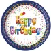 Plato de papel "Happy Birthday" colorido de 20 cm, set de 8 unidades