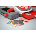 imagen de Registradora eléctrica funcional roja con cinta transportadora, productos y sonido 5