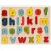 Rompecabezas de formas de madera colorido ABC con letras minúsculas 26 piezas