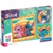 Rompecabezas Supercolor de Disney Stitch y Angel 3x48 piezas - Clementoni