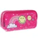 Smiley World: Estuche ovalado rosa de dos compartimentos 20x6x9cm