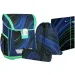 imagen de Spirit: Blue Stripes mochila azul-verde con rayas sobre fondo negro, set de 4 piezas 41x20x32cm 1