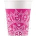 Vaso de papel mandala fucsia-blanco set de 8 piezas 200ml