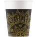 Vaso de papel negro-dorado Mandala set de 8 unidades 200ml
