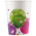 Vasos de papel con globos de colores, set de 8 unidades, 200 ml